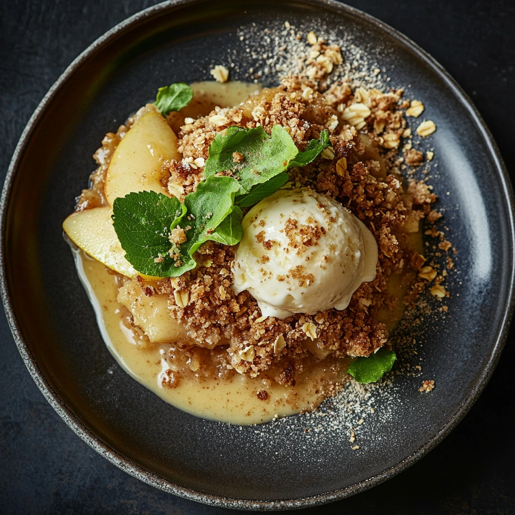 Apple crumble with almond and oat topping